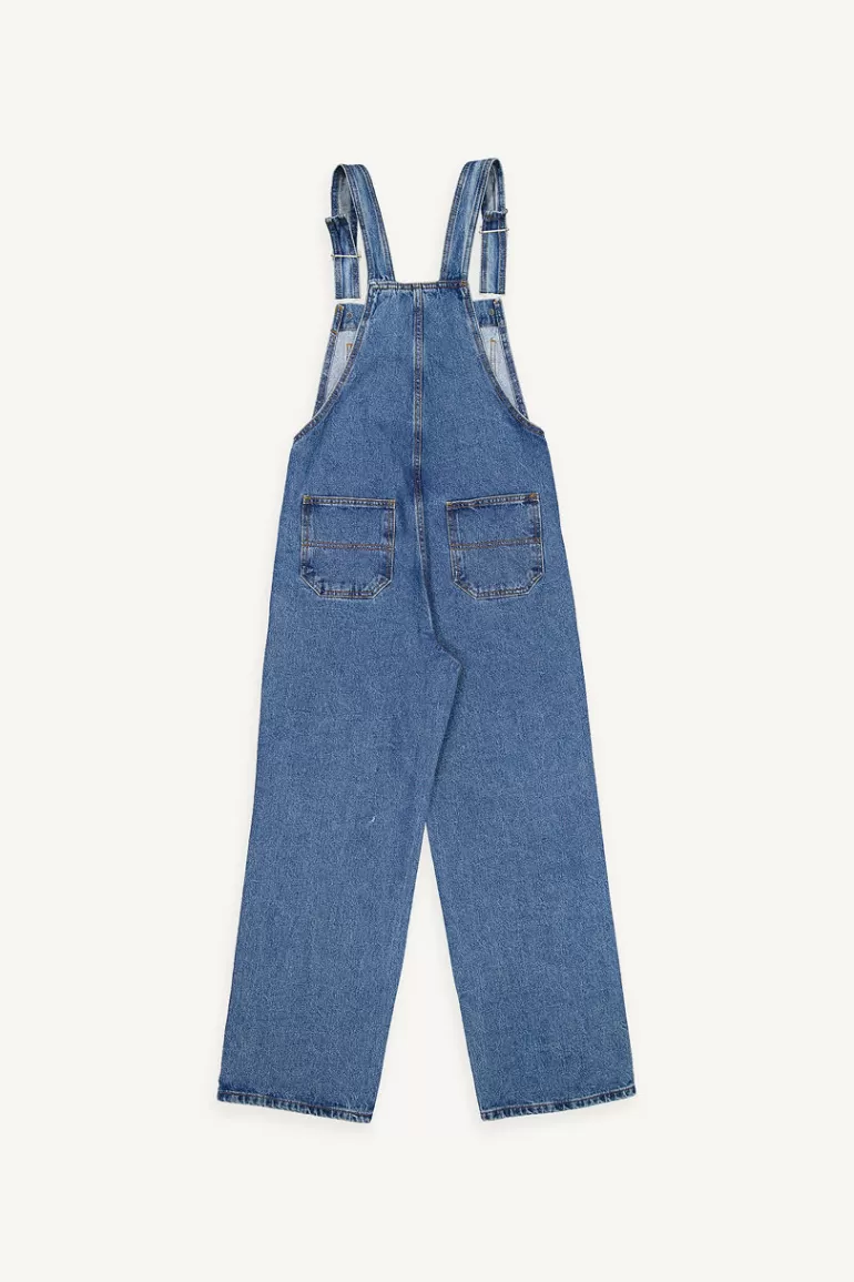 Women Olive Clothing Tomo Denim Dungarees, Mid Blue