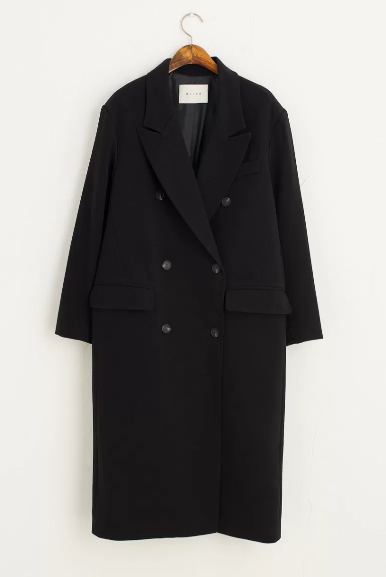 Women Olive Clothing Tomo Double Light Weight Coat, Black
