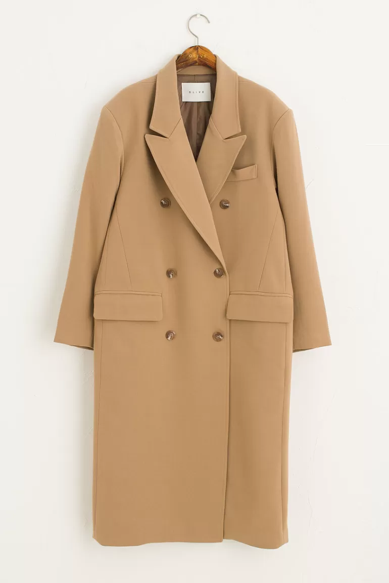 Women Olive Clothing Tomo Double Light Weight Coat, Sand
