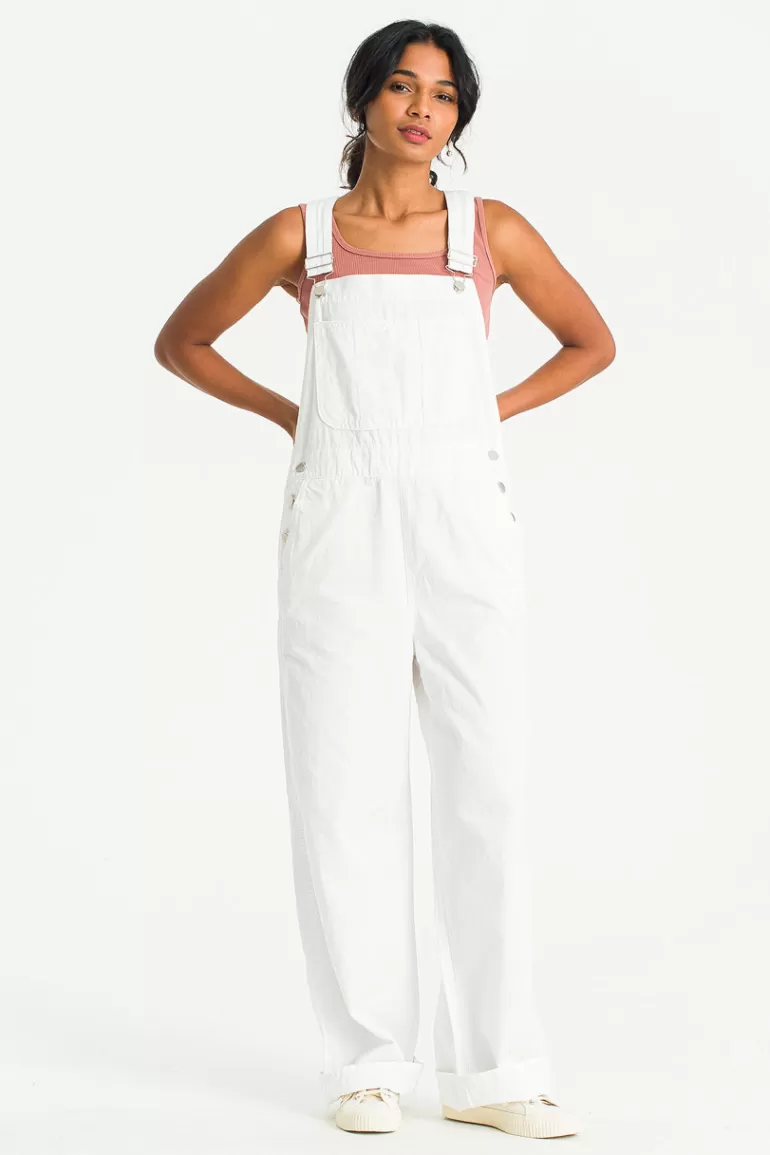 Women Olive Clothing Tomo Twill Dungarees, White