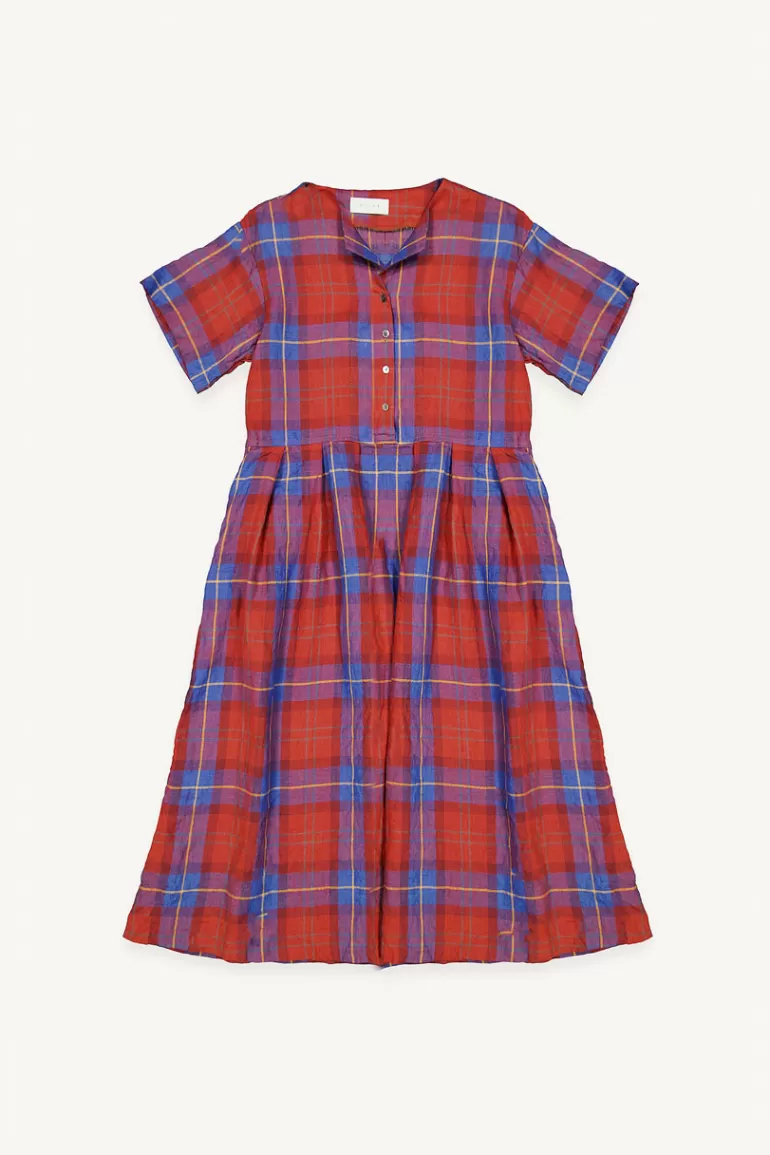 Women Olive Clothing Tomoko Check Dress, Brick