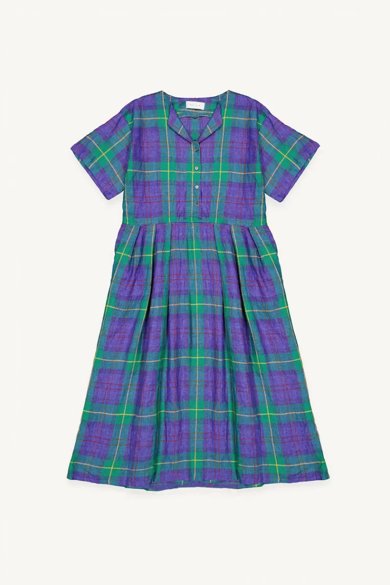 Women Olive Clothing Tomoko Check Dress, Navy