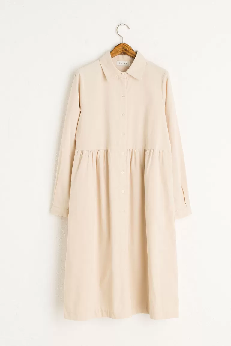 Women Olive Clothing Tomoko Cord Shirt Dress, Ivory