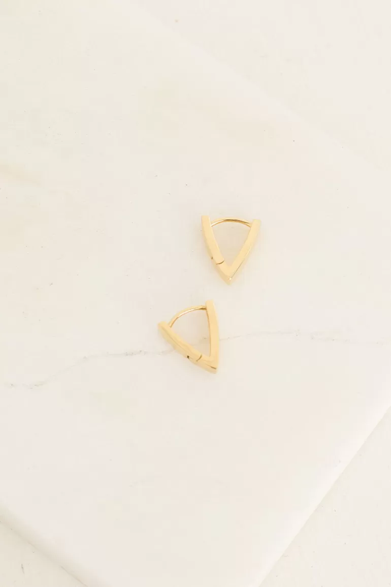 Women Olive Clothing Triangle Huggie Earrings, 18K Gold Plated