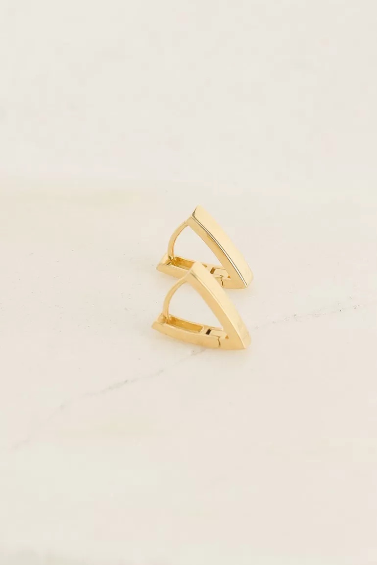 Women Olive Clothing Triangle Huggie Earrings, 18K Gold Plated