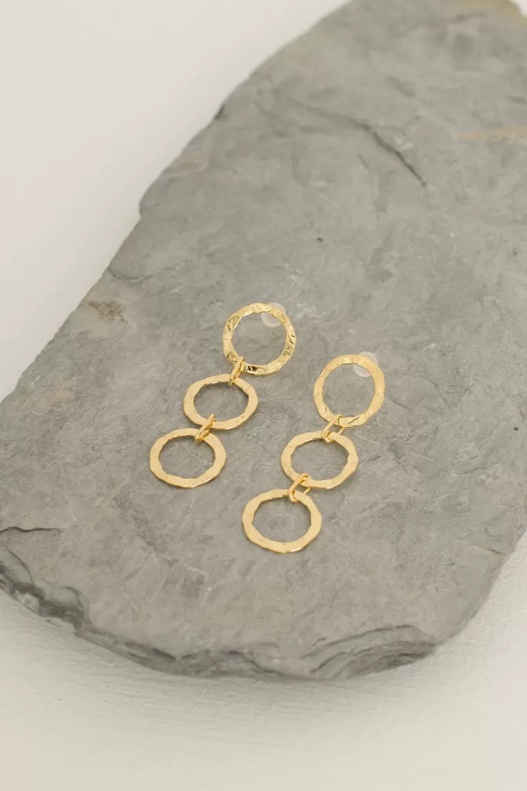 Women Olive Clothing Triple Hoop Earrings, 14K Gold Plated