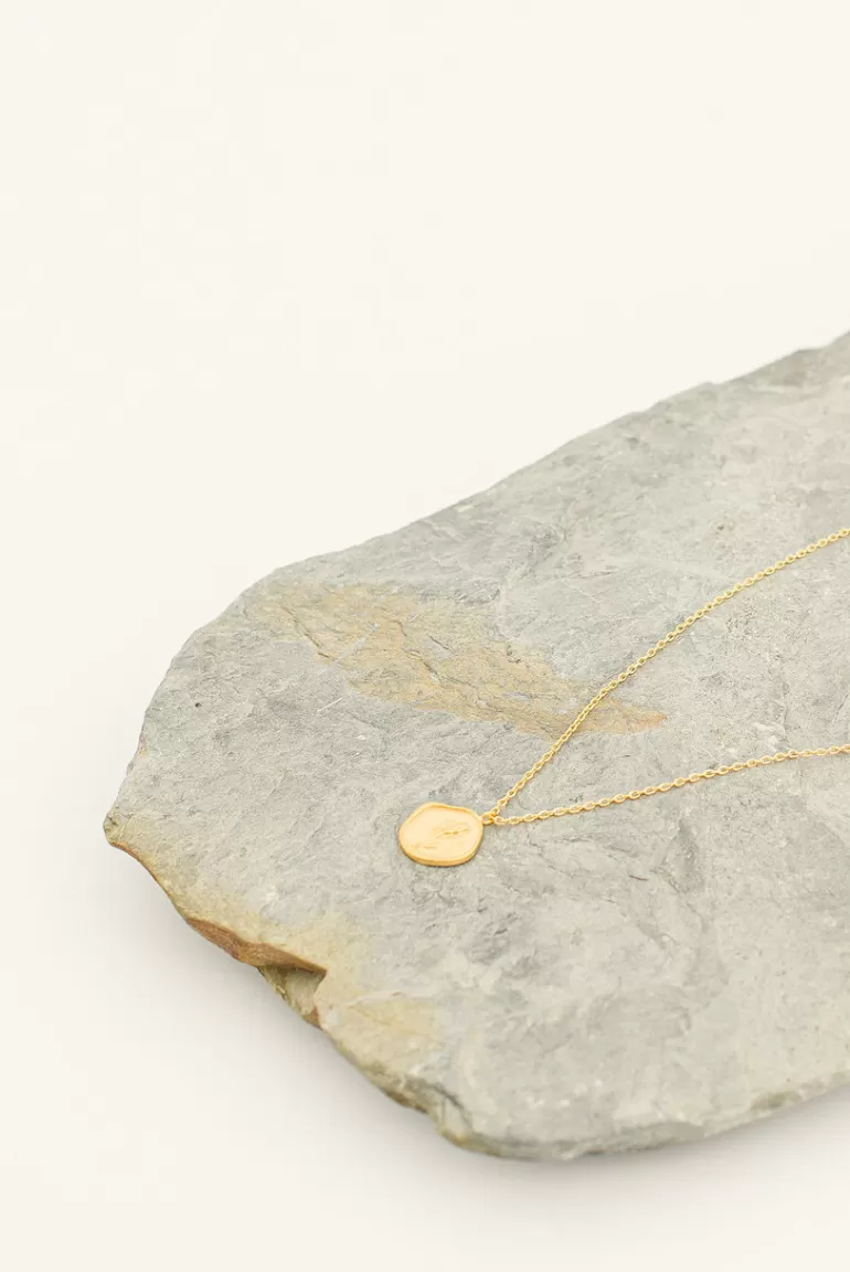 Women Olive Clothing Tulip Signet Necklace, Gold Plated