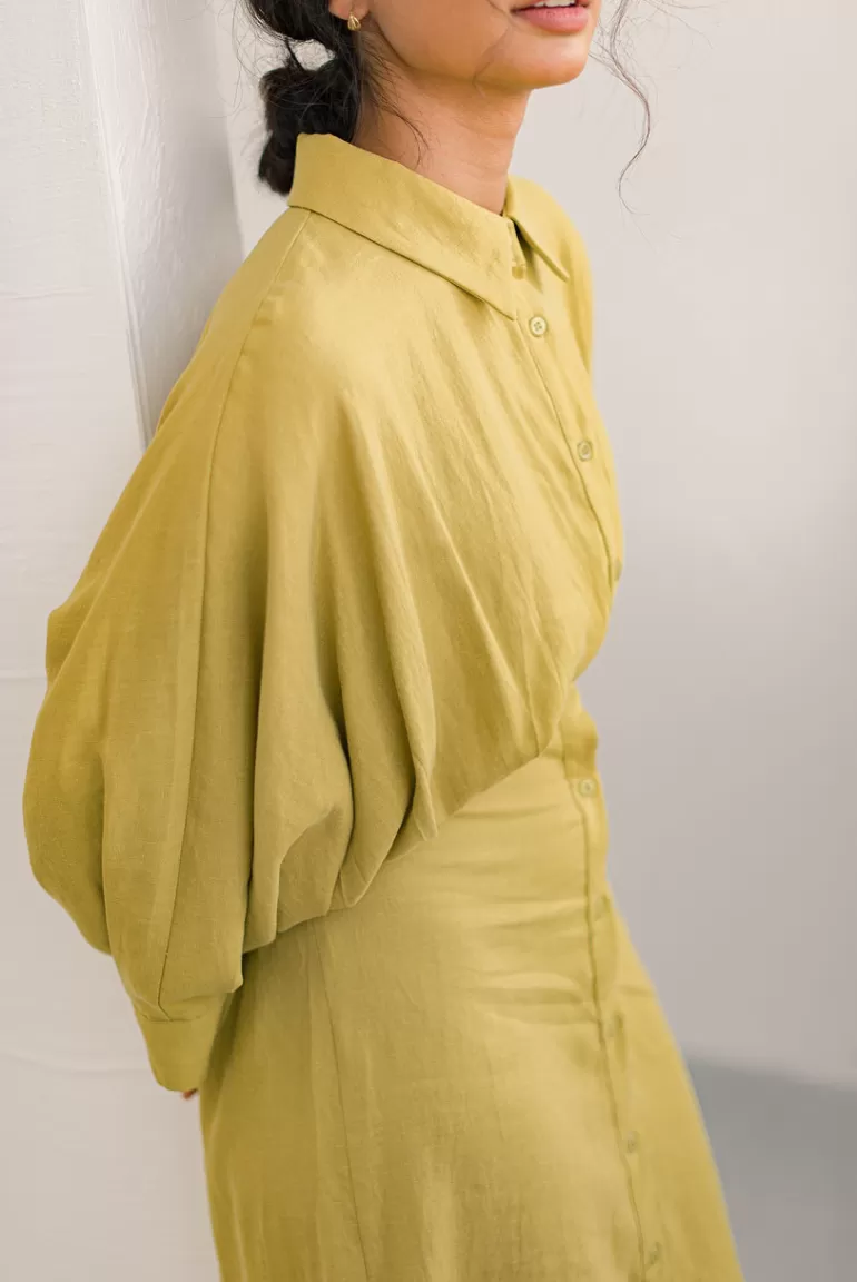 Women Olive Clothing Tusci Shirt Dress, Mustard