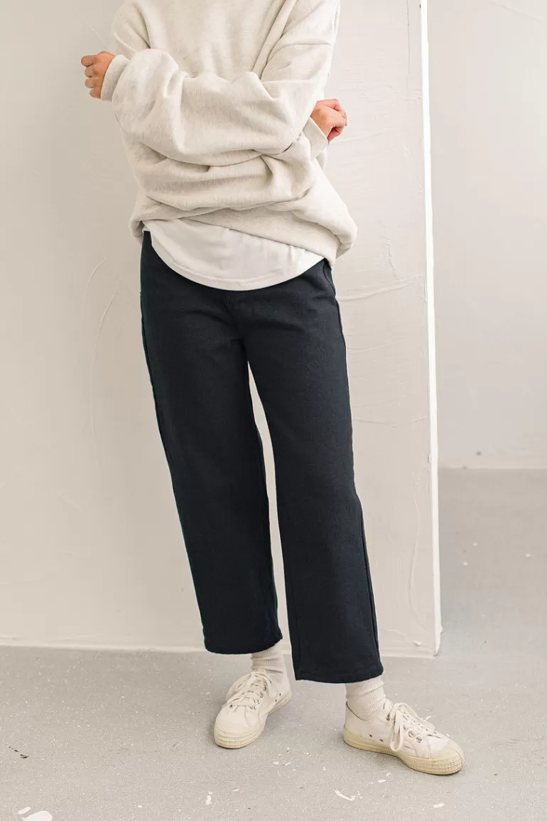 Women Olive Clothing Twill Baggy Jean, Black
