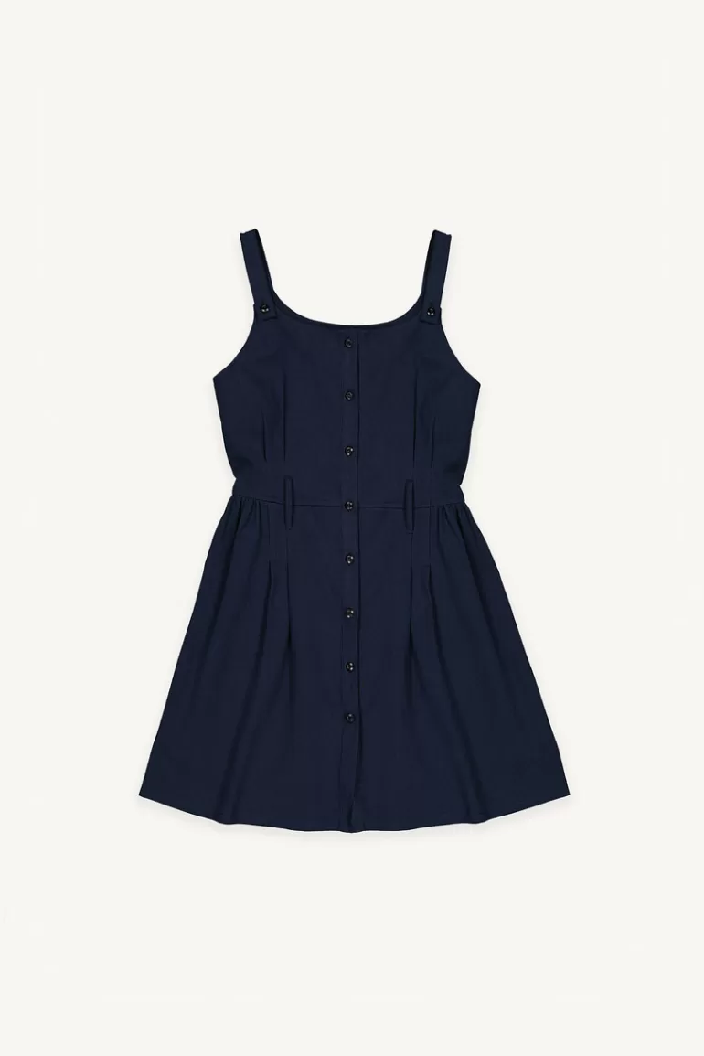 Women Olive Clothing Twill Mini Apron Dress, Navy