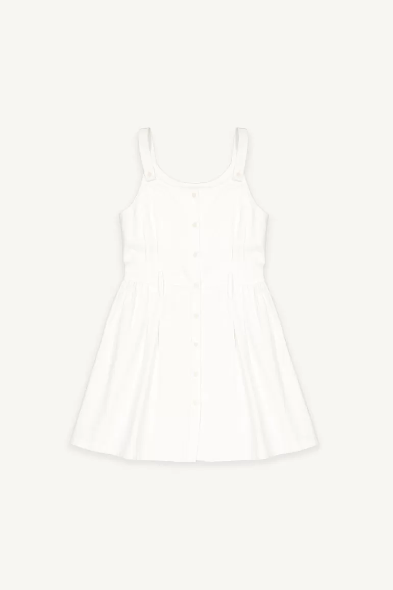 Women Olive Clothing Twill Mini Apron Dress, White