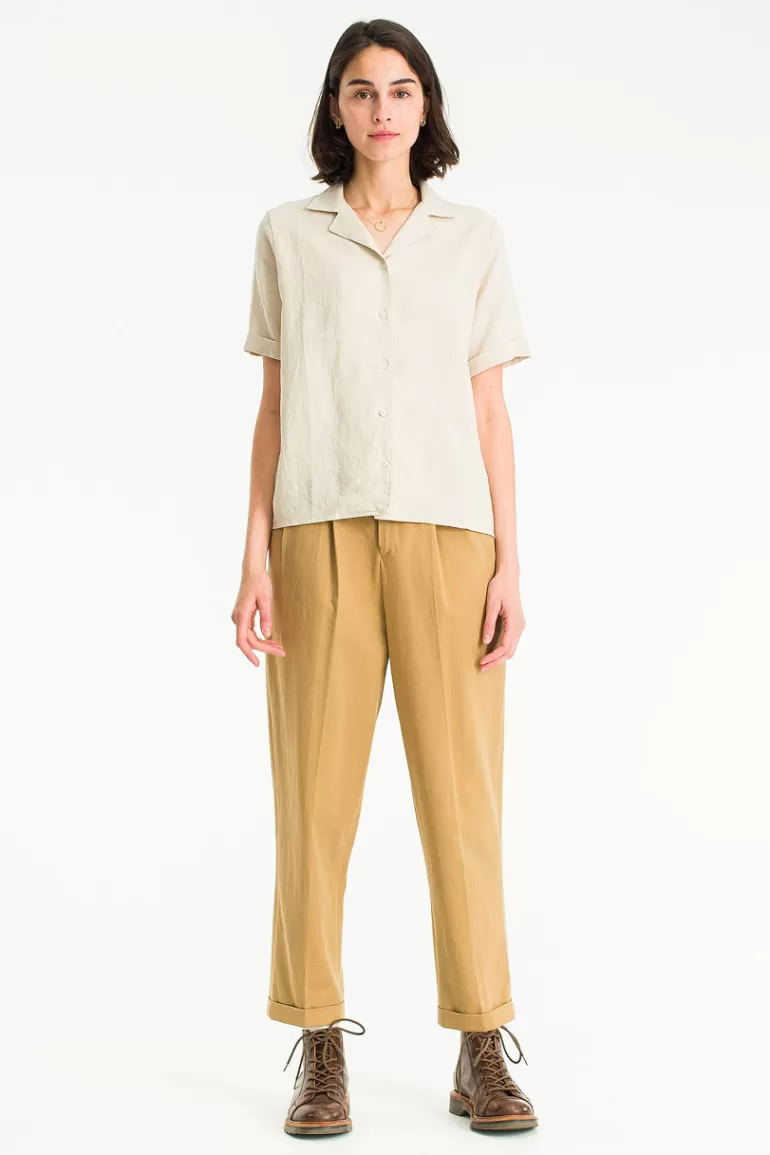 Women Olive Clothing Twill Taylor Pants, Beige