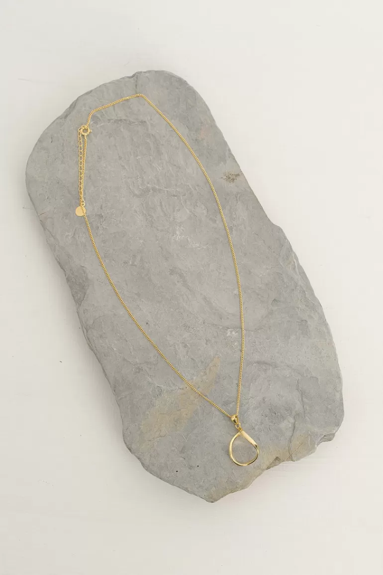 Women Olive Clothing Twist Circle Drop Necklace, 18K Gold Plated