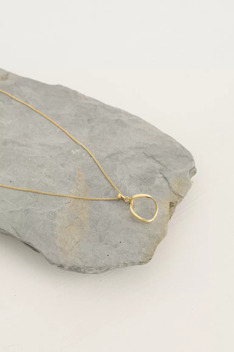 Women Olive Clothing Twist Circle Drop Necklace, 18K Gold Plated