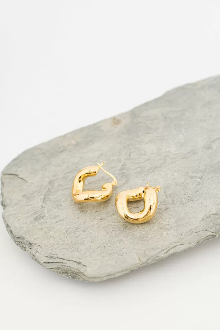 Women Olive Clothing Twist Circle Earrings, 14K Gold Plated