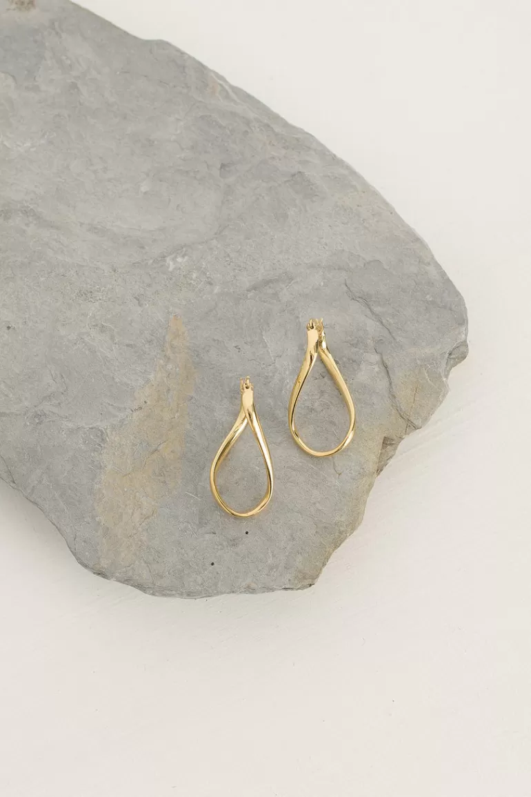 Women Olive Clothing Twist Oval Earrings, 18K Gold Plated