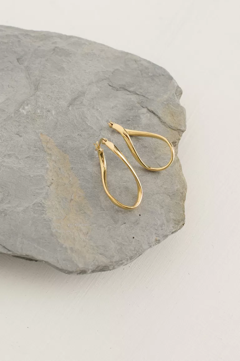 Women Olive Clothing Twist Oval Earrings, 18K Gold Plated
