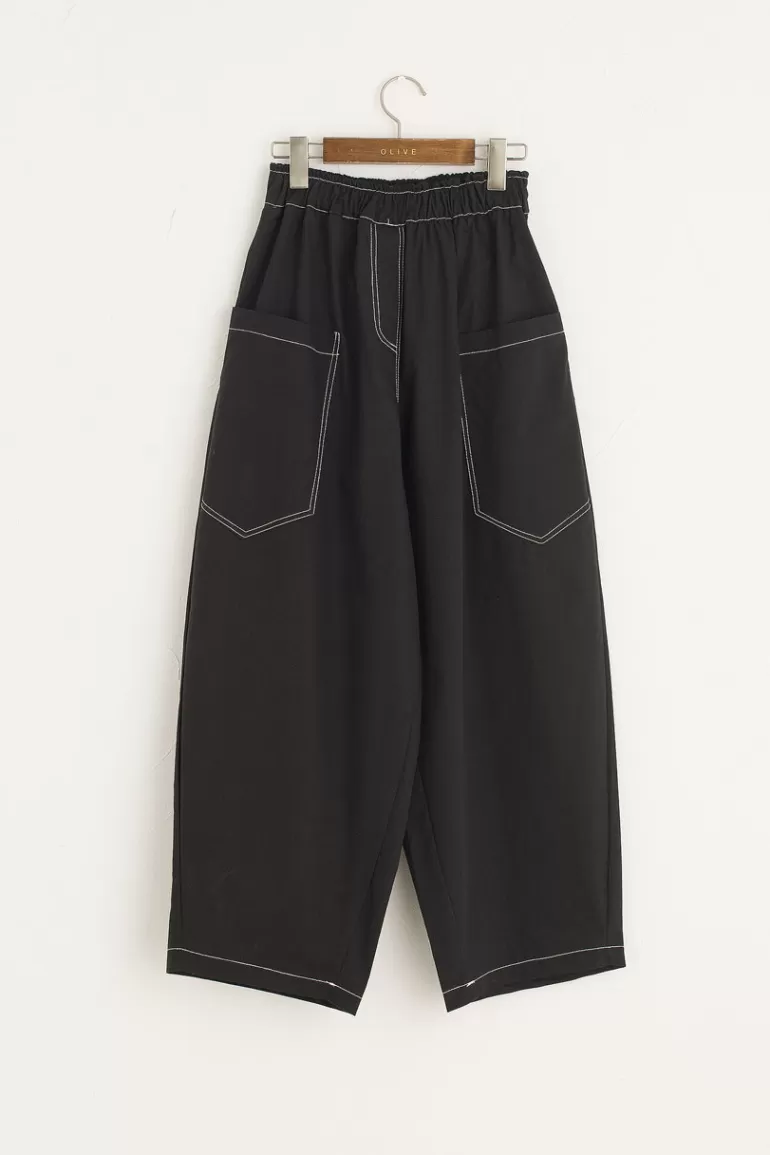 Women Olive Clothing Utility Balloon Pants, Black