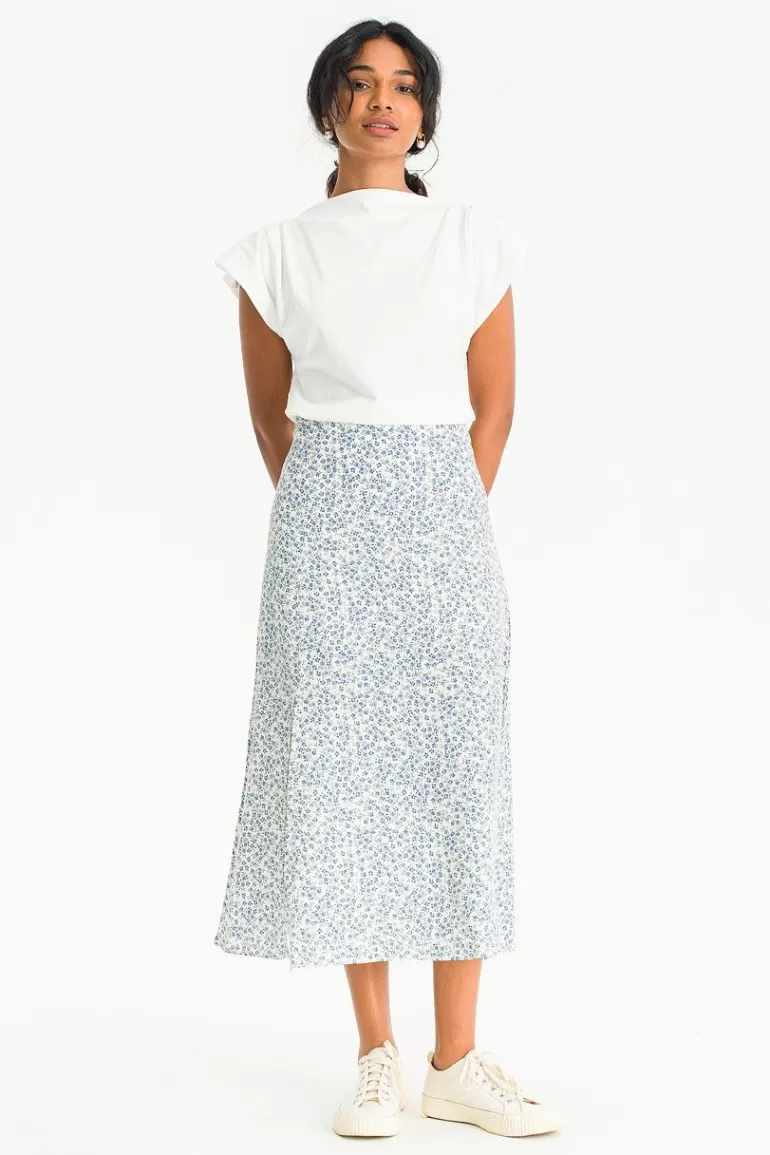 Women Olive Clothing Valerie Floral Skirt, Ivory