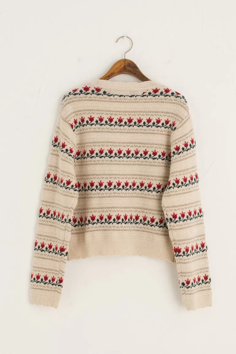 Women Olive Clothing Vintage Style Tulip Cardigan, Beige
