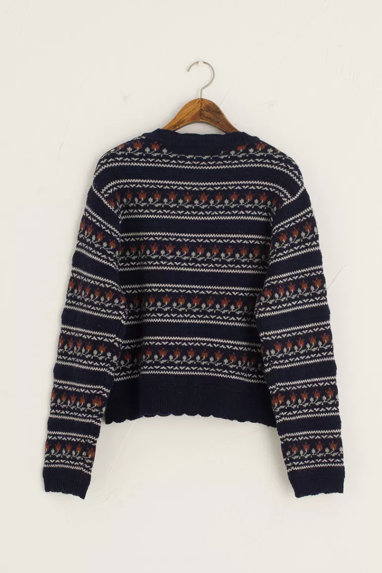 Women Olive Clothing Vintage Style Tulip Cardigan, Navy