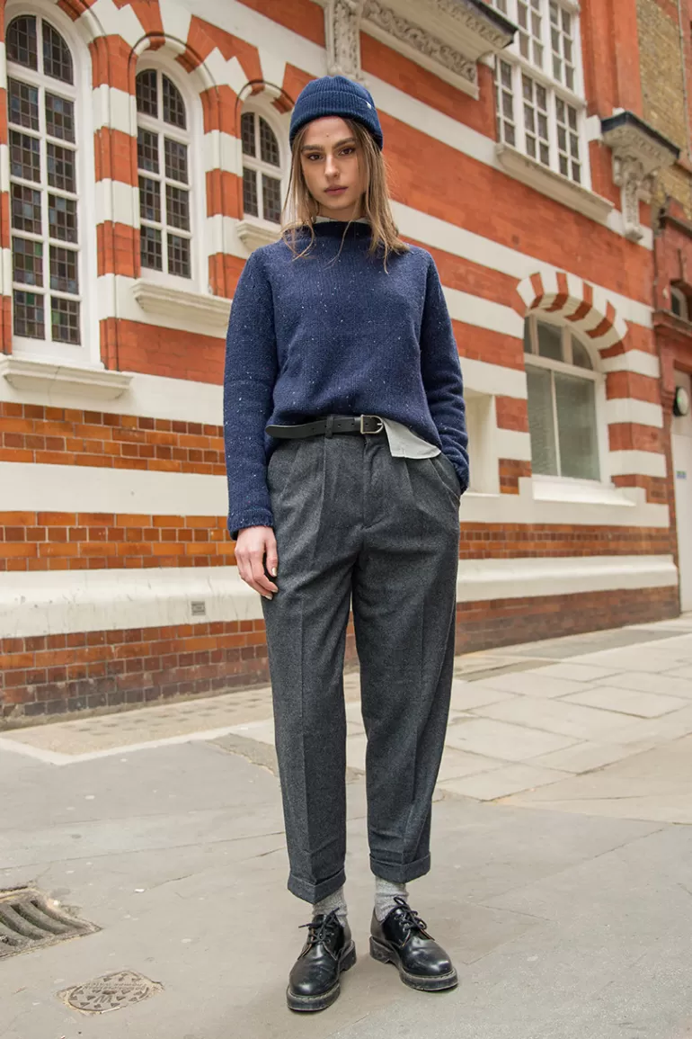 Women Olive Clothing Volk Wool Trousers, Charcoal