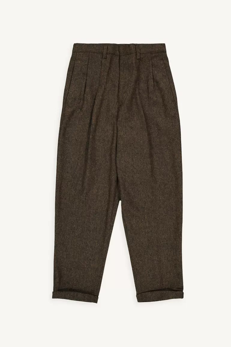 Women Olive Clothing Volk Wool Trousers, Chestnut
