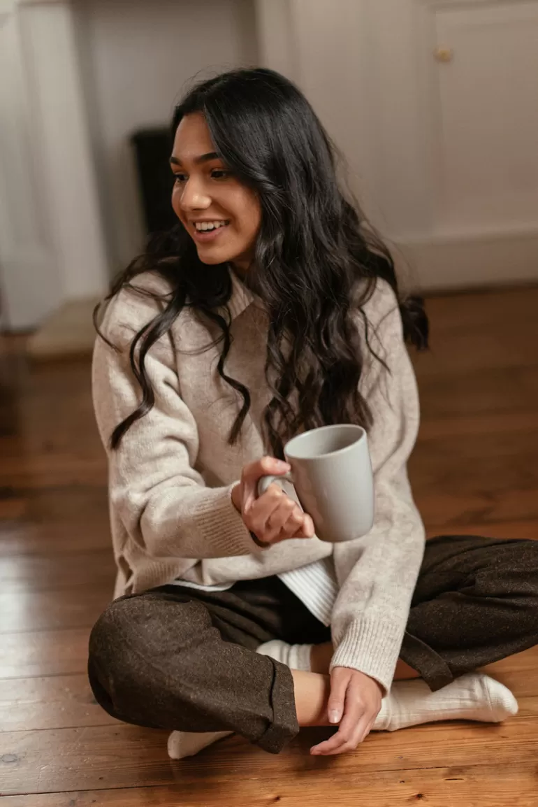 Women Olive Clothing Volk Wool Trousers, Chestnut