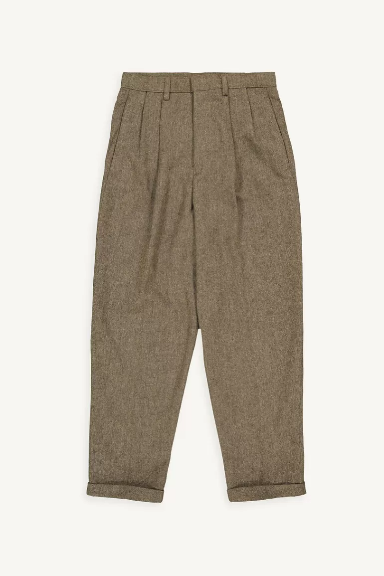 Women Olive Clothing Volk Wool Trousers, Hazel