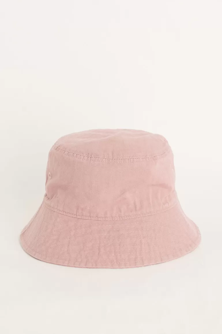 Women Olive Clothing Washed Colour Brimmed Hat, Pink