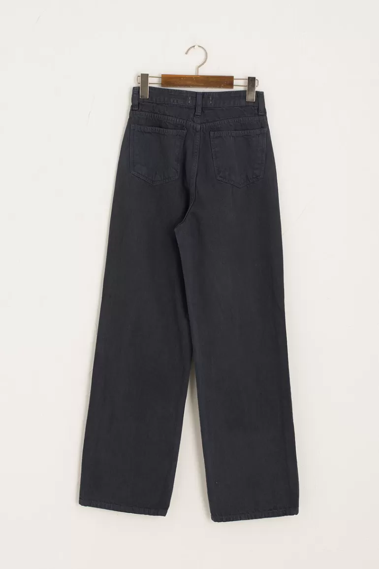 Women Olive Clothing Washed Colour Wide Jean, Navy