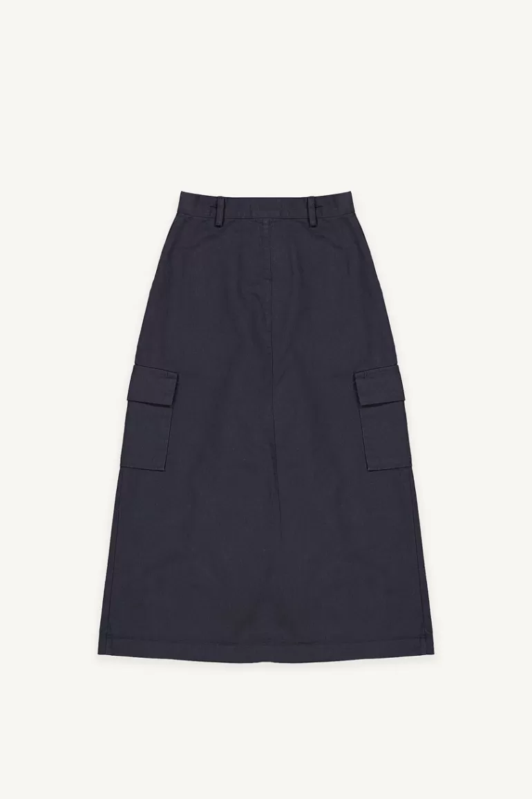 Women Olive Clothing Washed Cotton Cargo Skirt, Navy
