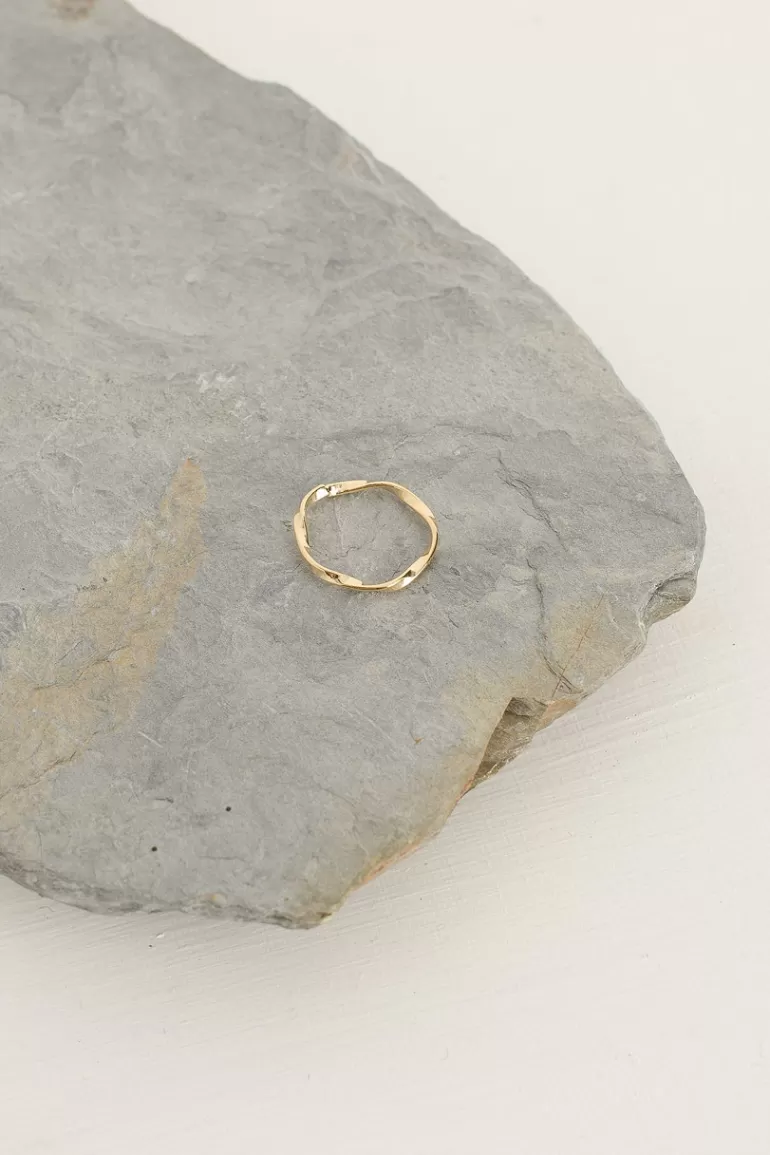 Women Olive Clothing Wave Ring, Gold Plated