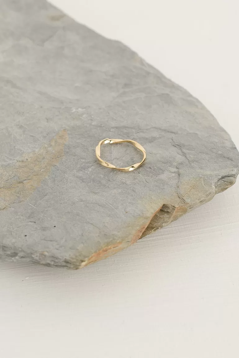 Women Olive Clothing Wave Ring, Gold Plated