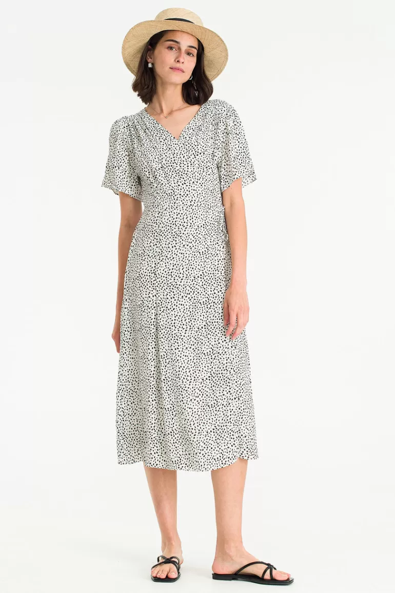 Women Olive Clothing White Splash Wrap Dress, Ivory