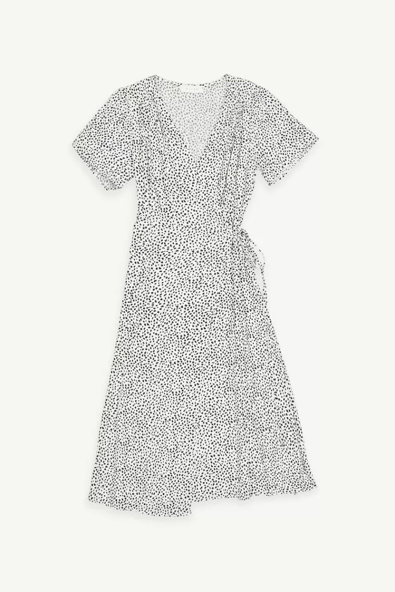Women Olive Clothing White Splash Wrap Dress, Ivory