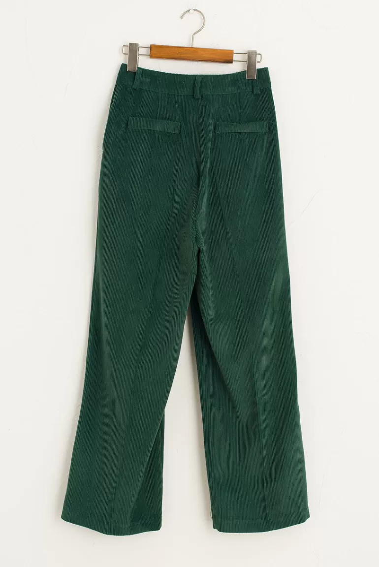 Women Olive Clothing Wide Cord Pants, Green