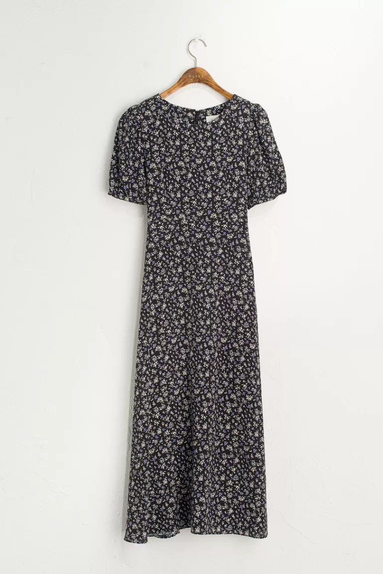 Women Olive Clothing Wildflower Printed Dress, Black