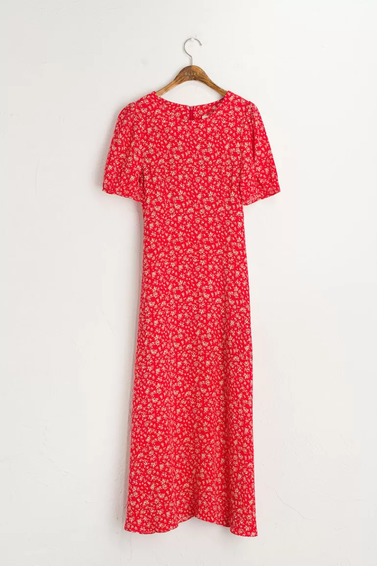 Women Olive Clothing Wildflower Printed Dress, Red