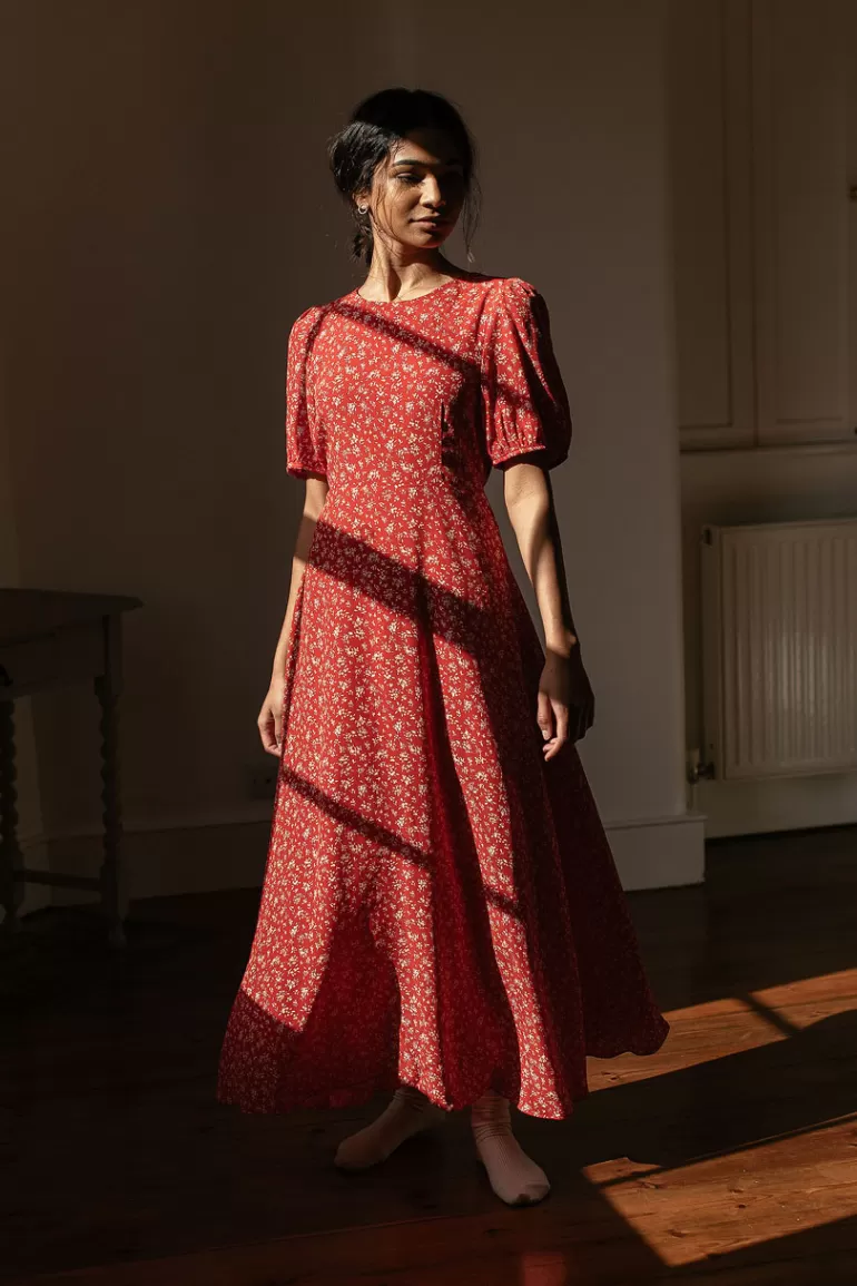 Women Olive Clothing Wildflower Printed Dress, Red
