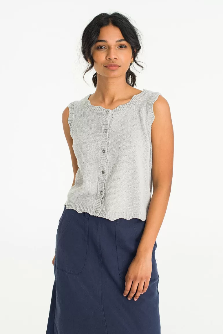 Women Olive Clothing Yuan Wave Vest, Blue