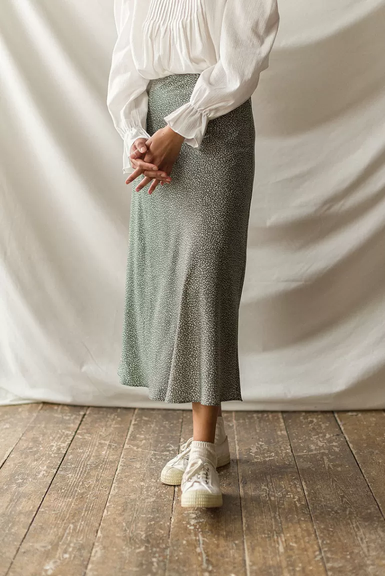 Women Olive Clothing Yuha Animal Print Skirt, Sage
