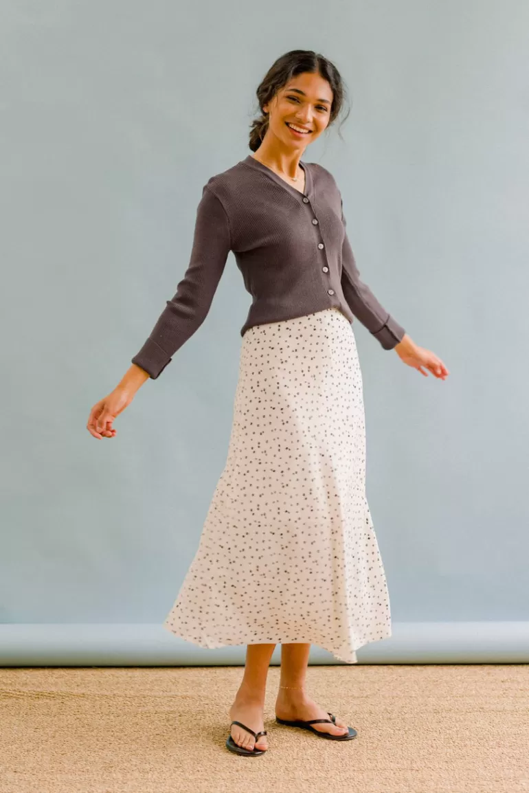 Women Olive Clothing Yuha Flower Print Skirt, Ivory
