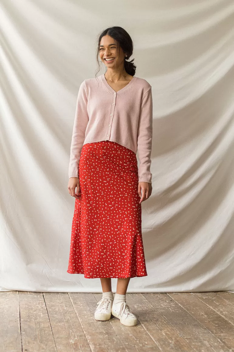 Women Olive Clothing Yuha Flower Print Skirt, Red
