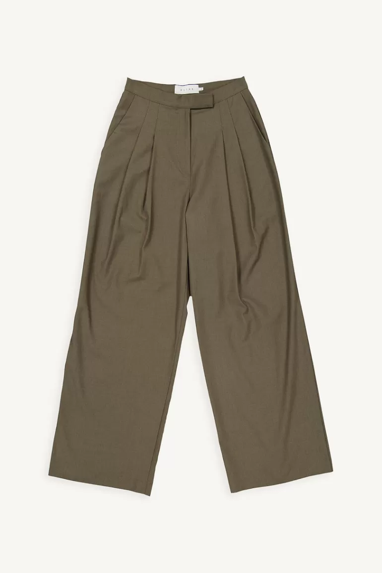 Women Olive Clothing Yuha Pintuck Slacks, Brown