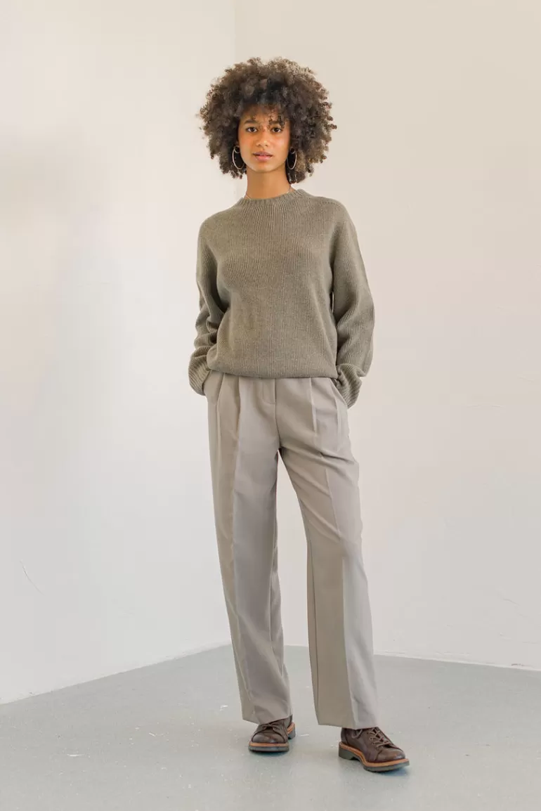 Women Olive Clothing Yuha Ribbed Seamless Jumper, Khaki