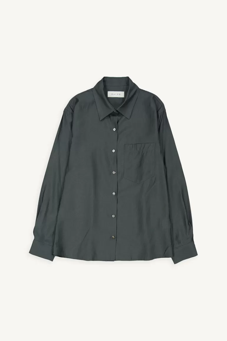Women Olive Clothing Yuha Simple Shirt, Charcoal