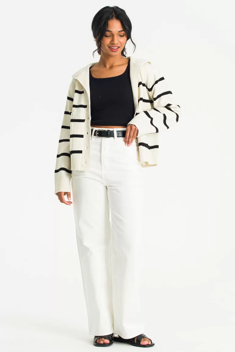 Women Olive Clothing Yuna Sailor Cardigan, Black