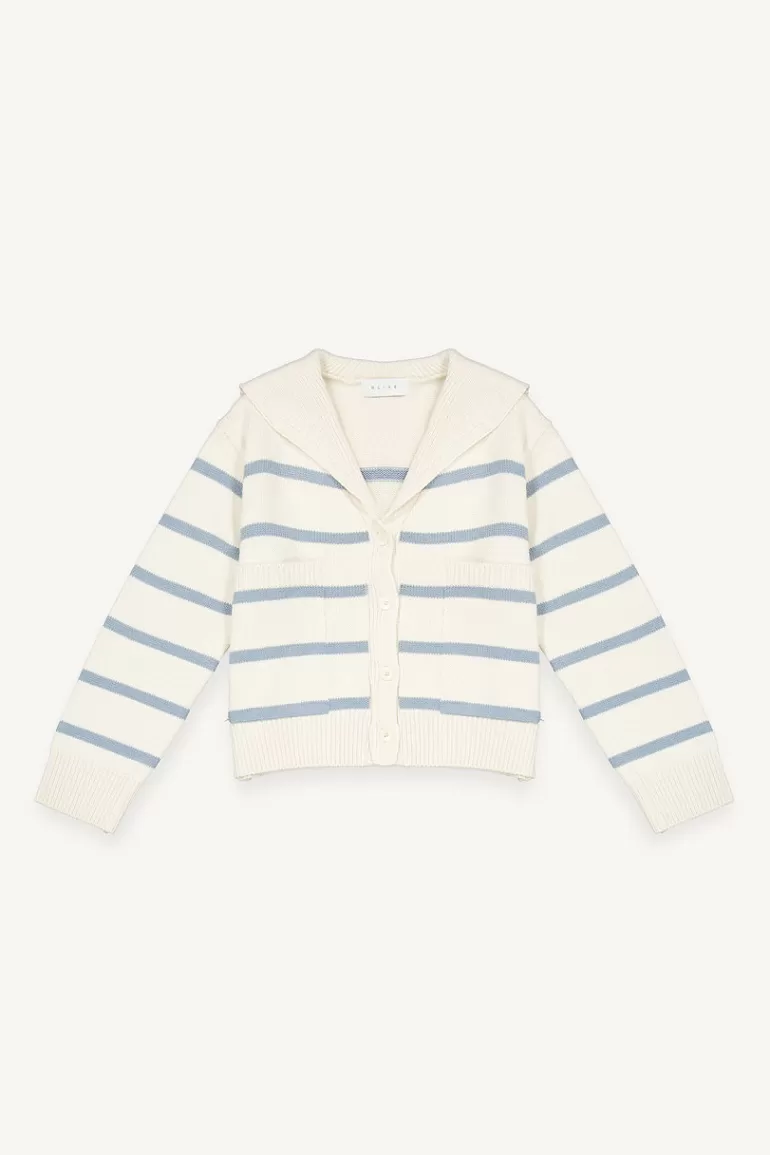 Women Olive Clothing Yuna Sailor Cardigan, Blue