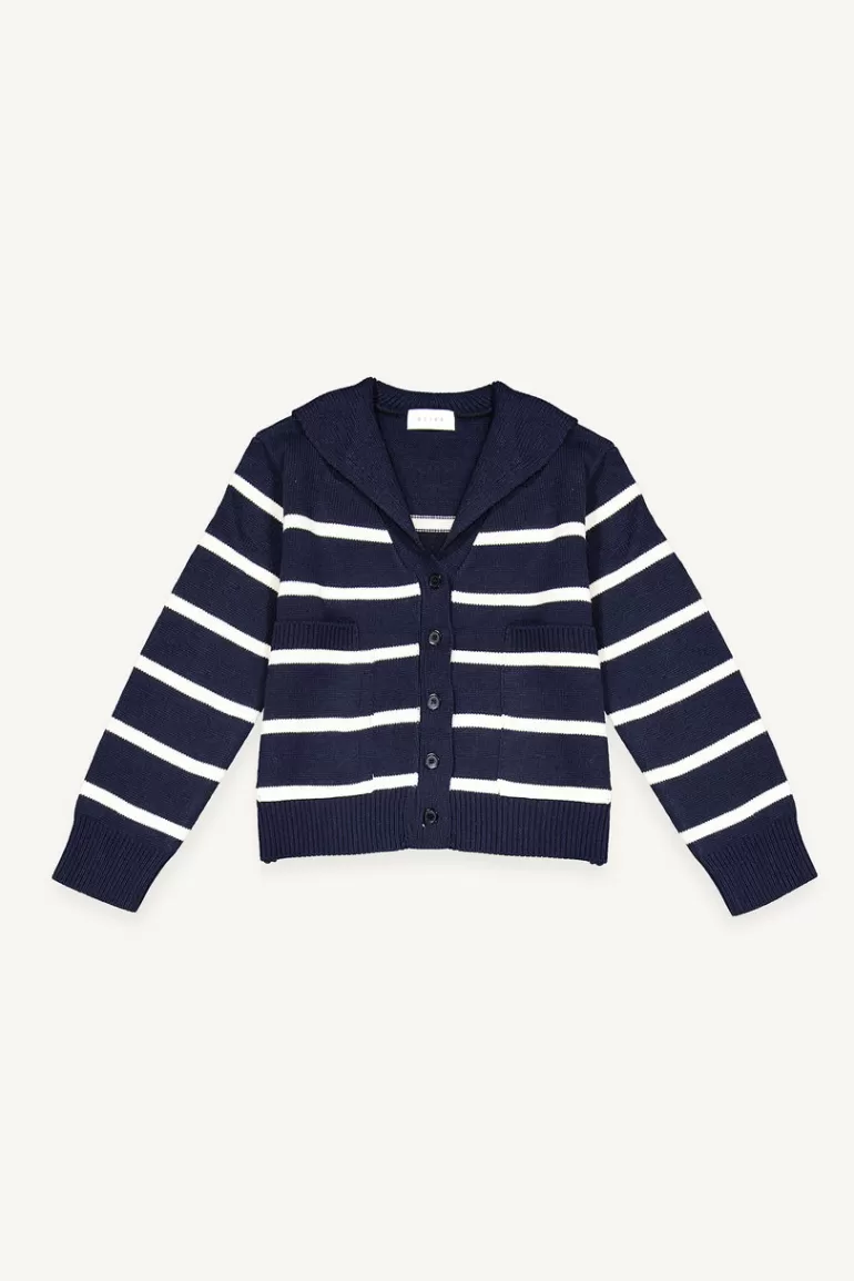Women Olive Clothing Yuna Sailor Cardigan, Navy